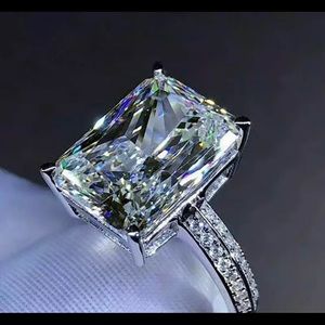 New Rectangle Shape Solid 925 Sterling Silver Engagement Rings